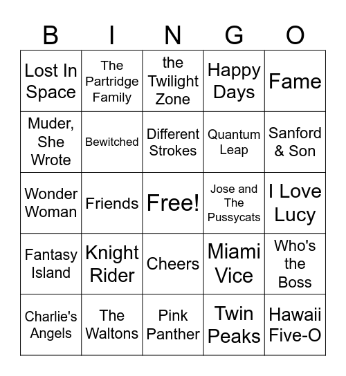 TV Themes Bingo Card