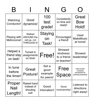 Orchestra Bingo! Bingo Card