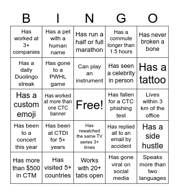 CTDI Bingo Card