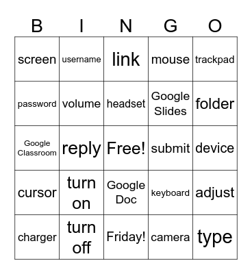 Technology BINGO Card