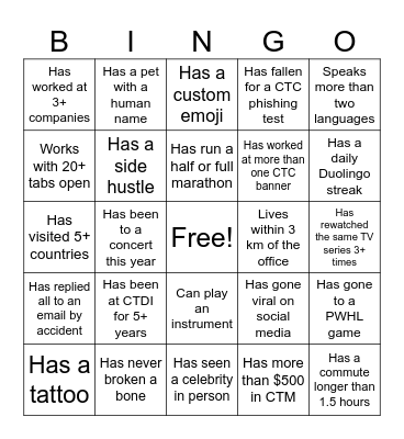 CTDI Bingo Card