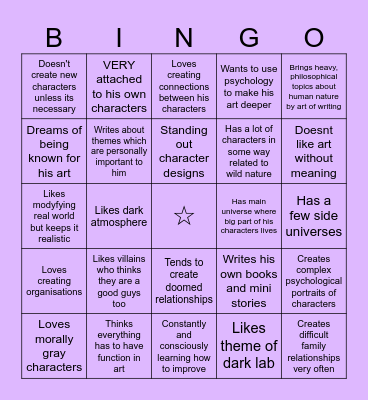 ☆stral (as writer) Bingo Card