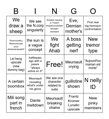 Meursault canto bingo Card