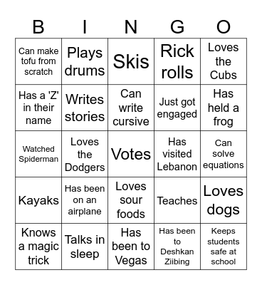 C O M M U N I T Y Bingo Card