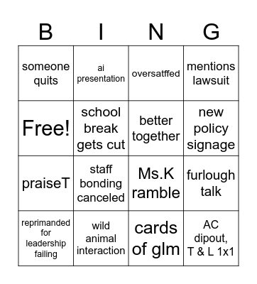 for funsies Bingo Card