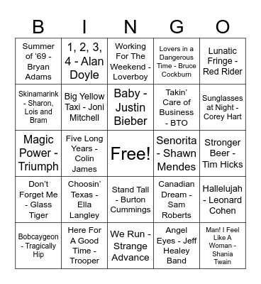 Elbows Up, Canada! Bingo Card