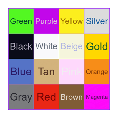 Colors Bingo Card