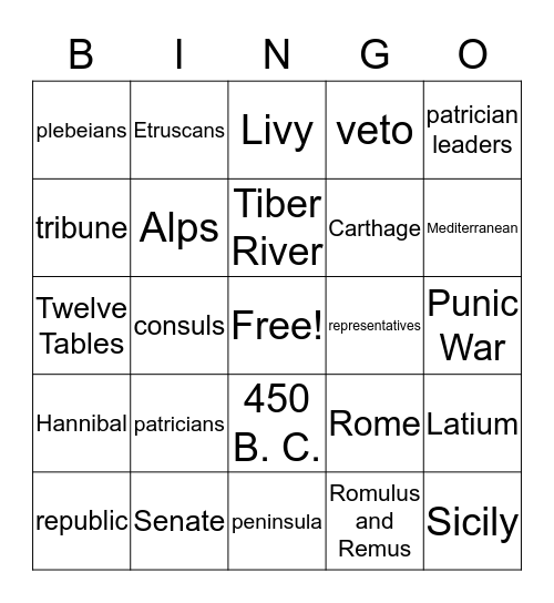 ROME Bingo Card