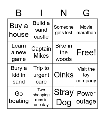 Beach House Bingo Card