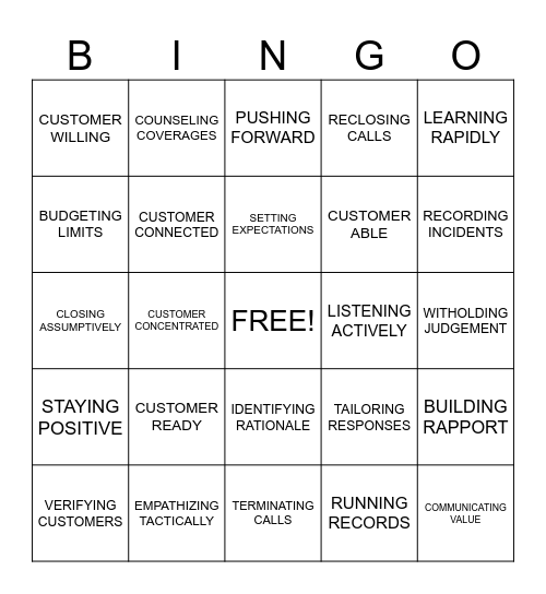 SALES BINGO Card