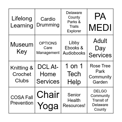 National Senior Citizens Day Bingo Card