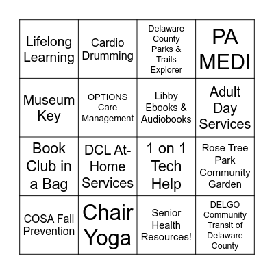 National Senior Citizens Day Bingo Card