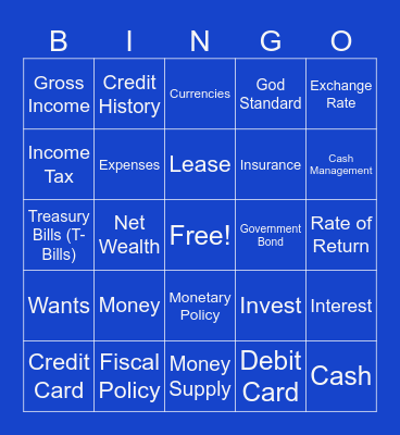 Intro. Financial Math Bingo Card