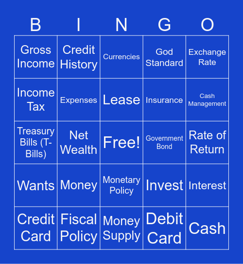 Intro. Financial Math Bingo Card