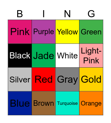 Colors Bingo Card