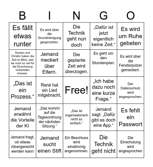 Lehrerkonferenz-Bingo 2026 Bingo Card