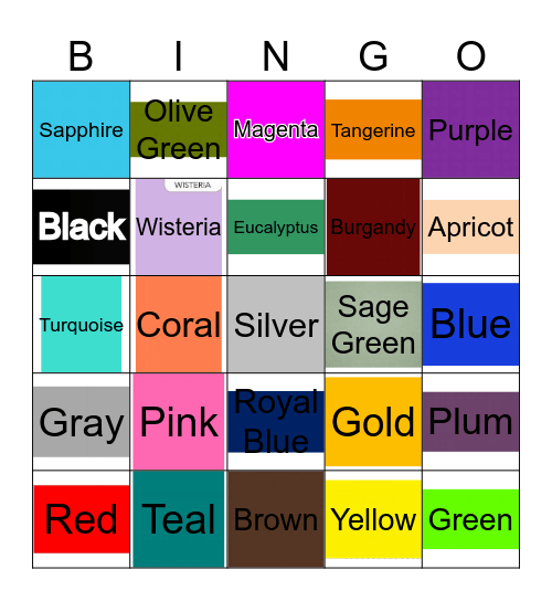 Colors Bingo Card