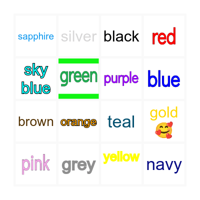 Vocabulary Bingo Card