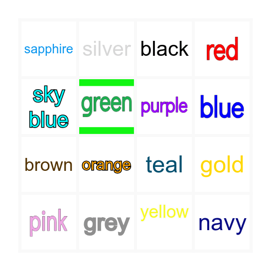 Vocabulary Bingo Card