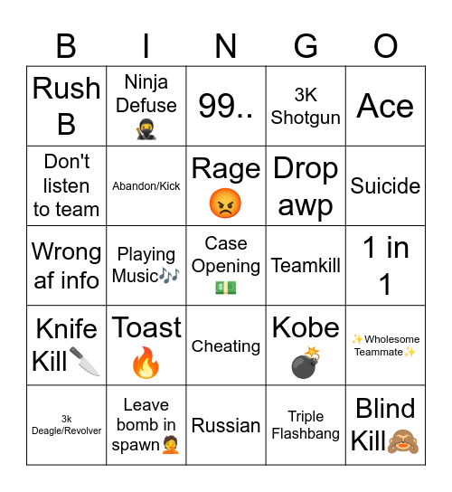 CS Bingo Card