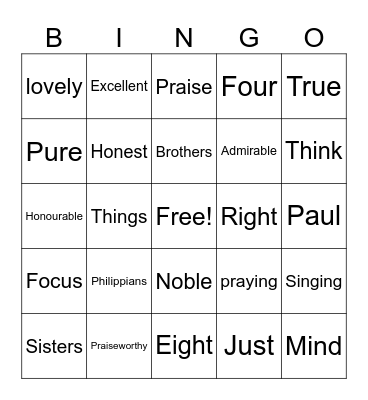 Bible bingo Card