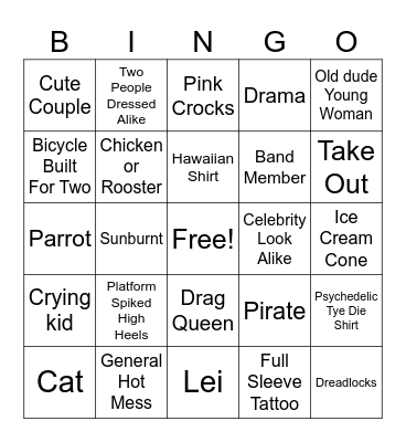 KEY WEST PEOPLE Bingo Card
