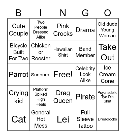 KEY WEST PEOPLE Bingo Card