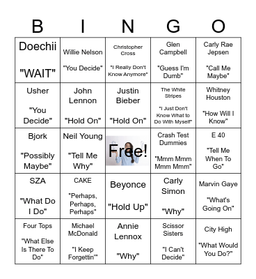 Things Indecisive People Say Bingo Card