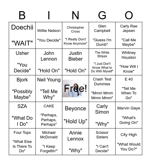 Things Indecisive People Say Bingo Card