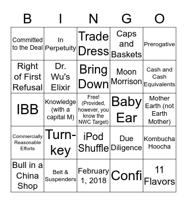 Transactional LawMeet Bingo Card