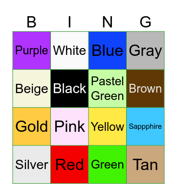 Ms. Bailey Color Bingo! Bingo Card