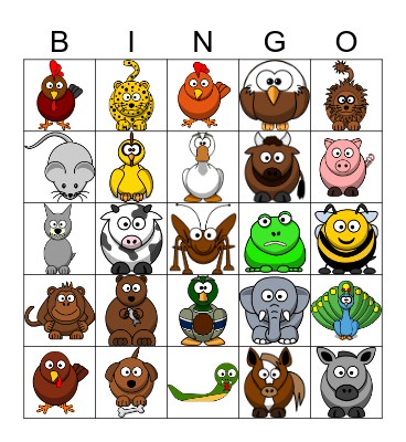 Animals Bingo Card
