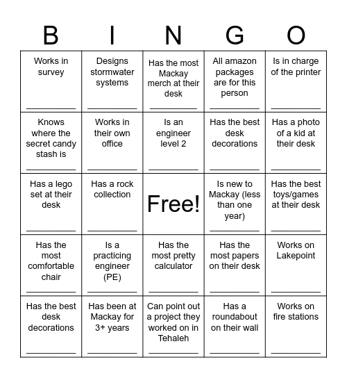 Mackay: Find someone who... Bingo Card