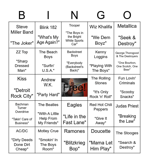 Songs About Dudes Rocking Bingo Card