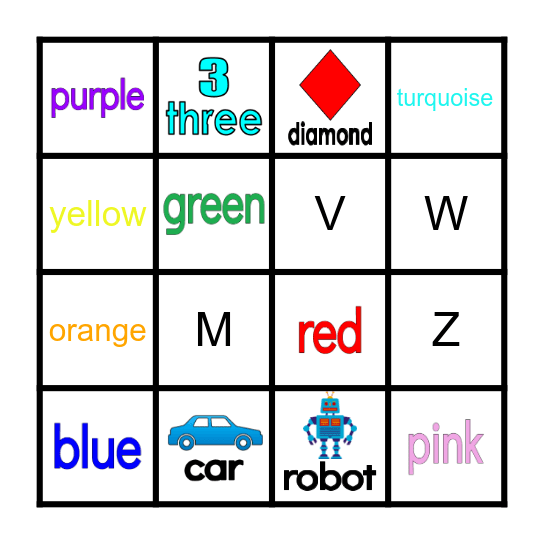 Vocabulary Bingo Card