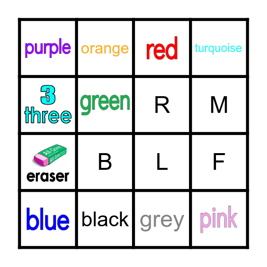 Vocabulary Bingo Card