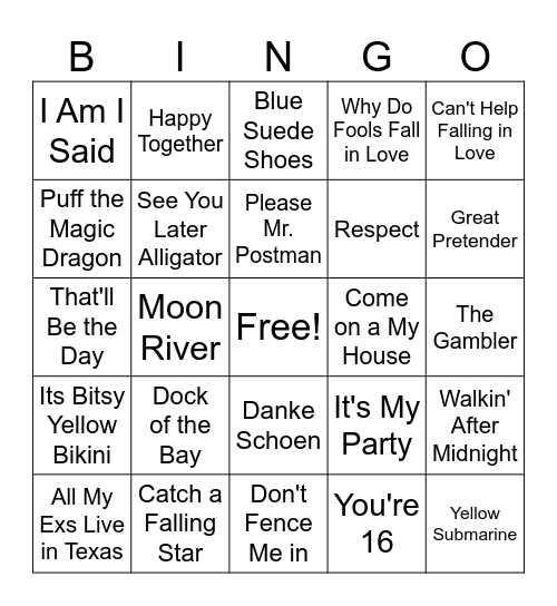 SINGO 4a Bingo Card