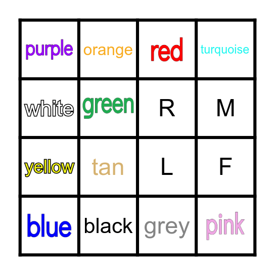 Vocabulary Bingo Card