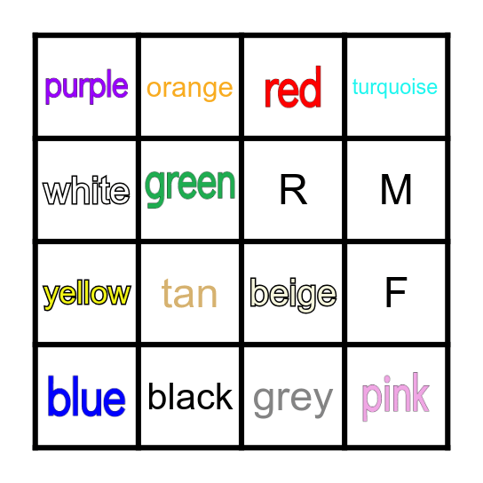 Vocabulary Bingo Card