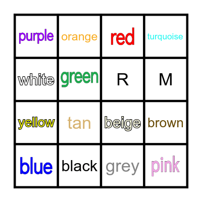Vocabulary Bingo Card
