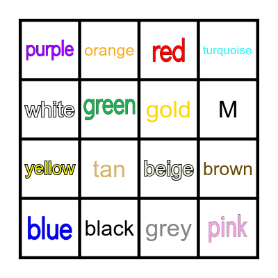 Vocabulary Bingo Card