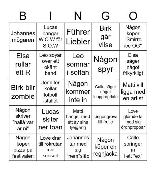 WAY OUT WEST 2026 Bingo Card