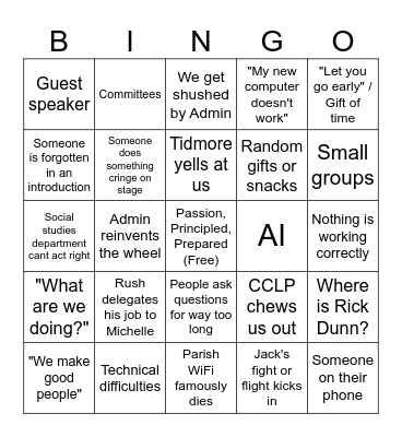 Parish PD Bingo Card