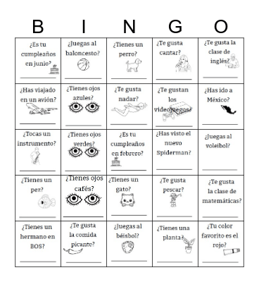 ¡El Primer Día! Bingo Card