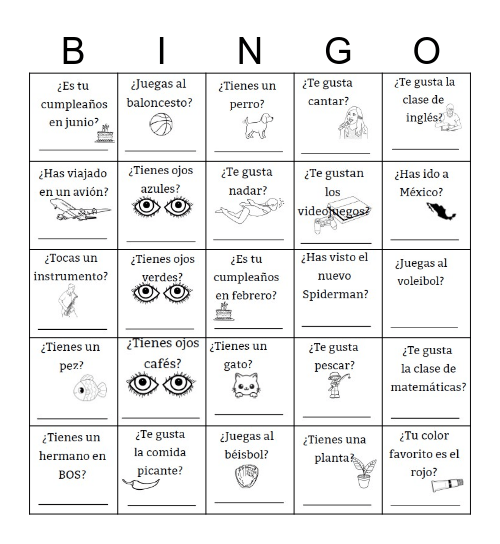 ¡El Primer Día! Bingo Card