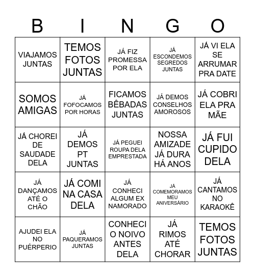 BINGO MEMÓRIAS Bingo Card