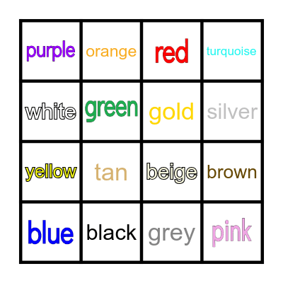 Vocabulary Bingo Card