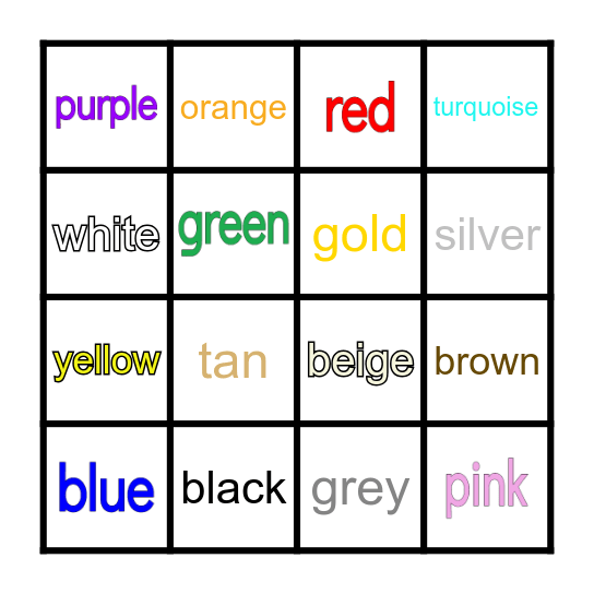 Vocabulary Bingo Card