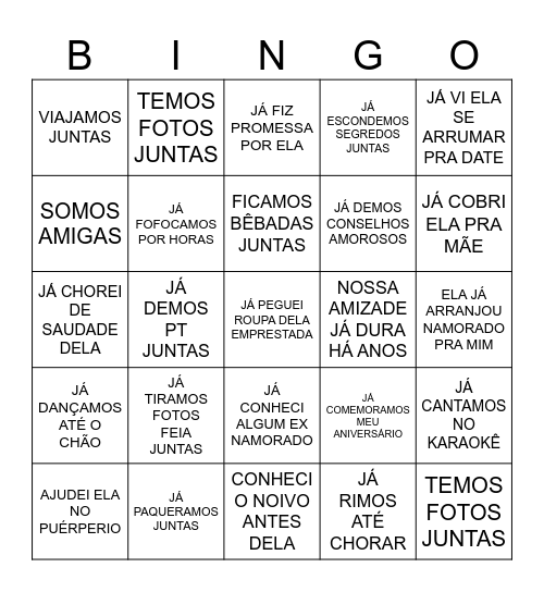 BINGO MEMÓRIAS Bingo Card