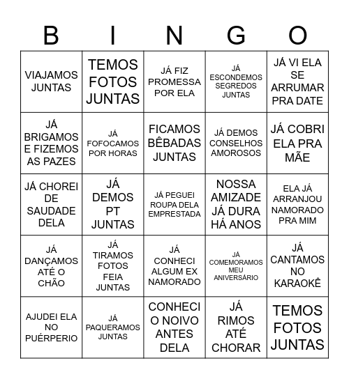 BINGO MEMÓRIAS Bingo Card